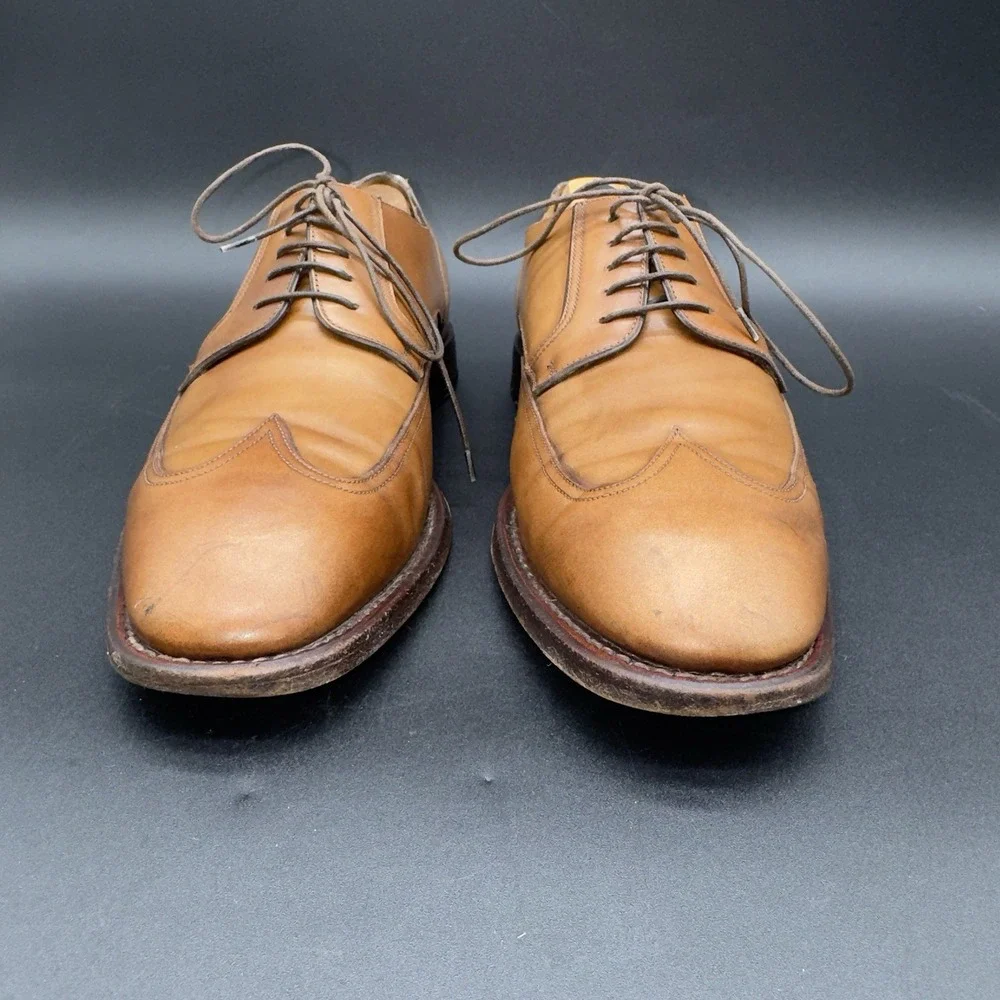 Salvatore Ferragamo Tramezza Tan Leather Split Toe Derby Oxfords Mens 9.5 D